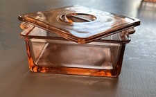 Hazel Atlas Pink Depression Glass Refrigerator Dish with Lid