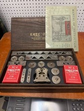 1916/1919 AC Gilbert Erector Set 4, Closed foot motor, nice manual, clean set