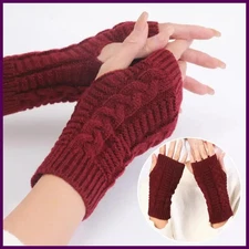 Women Stylish Hand Warmer Winter Gloves Arm Crochet Knitting Faux Wool Mitten