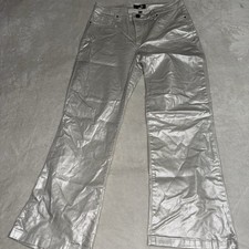 Kut From The Kloth Womens Silver Metallic Kelsey Fan AB Ankle Flare Jeans Size 8
