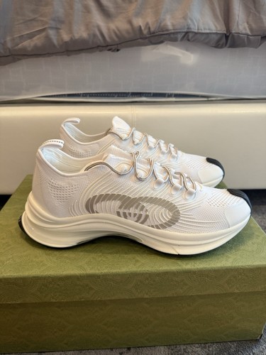 Gucci Run White/Grey/Black Sneakers Shoes 680893 Men’s Size 11.5 12US - Picture 2 of 7