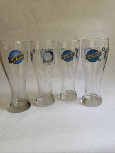 Set of 4 Blue Moon Pilsner Glasses 50th Anniversary U.S. Moon Landing 1969-2019