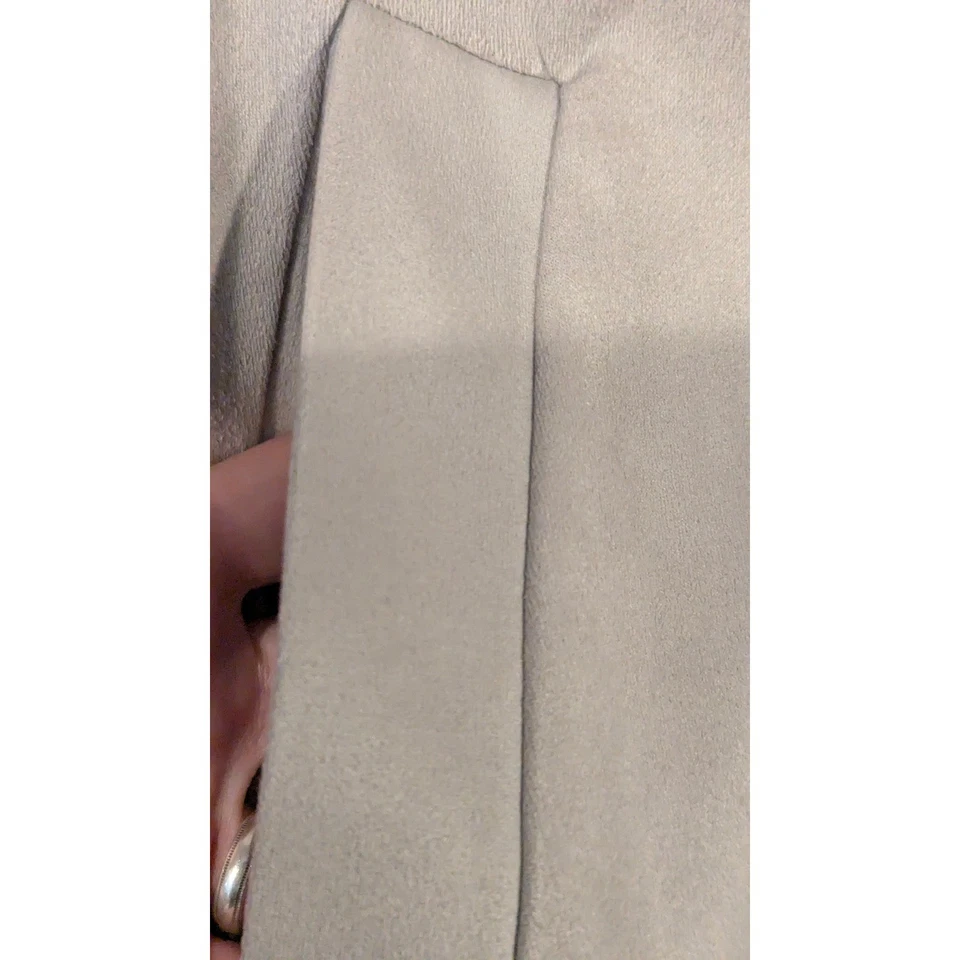 Joan Vass Beige Gamuza Frente Abierto Chaleco Largo Sin Mangas Bolsillos Cárdigan Lagan Foto 4 de 4