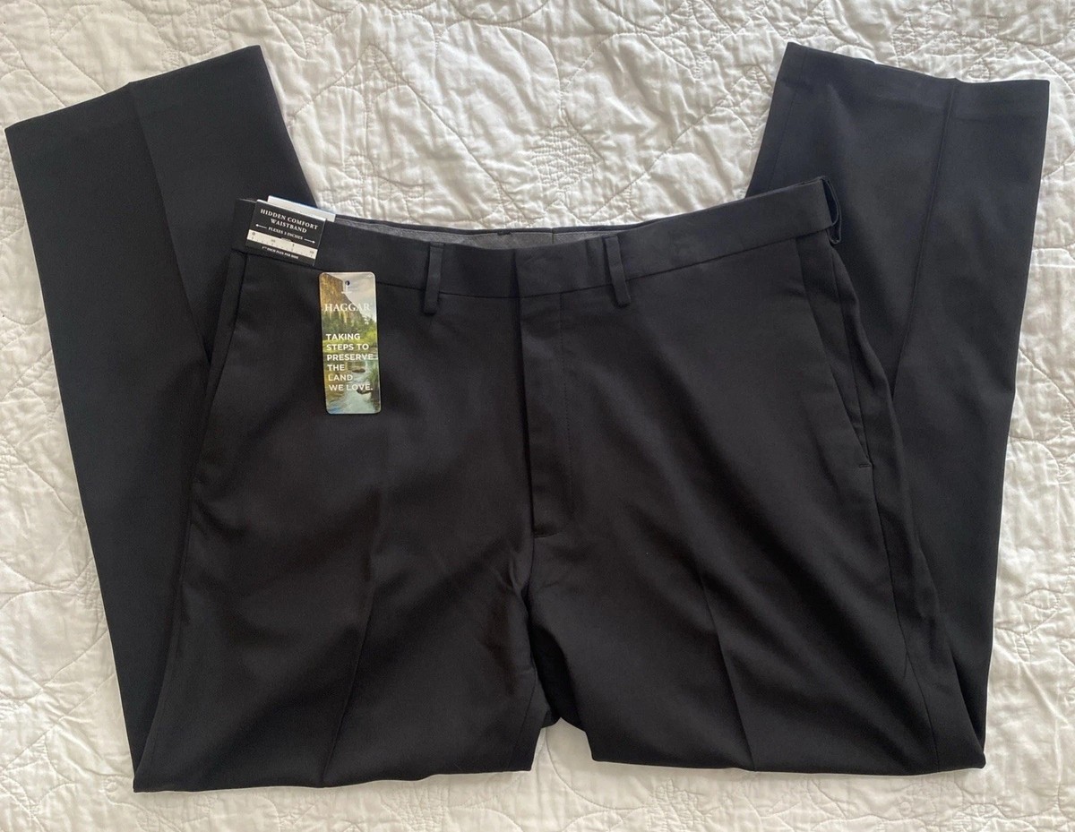 Haggar Premium Comfort Flat Front Dress Pants, 36W x 29L, Black, Wrinkle Free | eBay Haggar Premium Comfort Flat Front Dress Pants, 36W x 29L, Black, Wrinkle Free | eBay