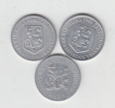 Czechoslovakia  10 Haleru, 1953, 1961, 1963  Coins lot of 3 as shown