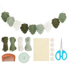 PLIGREAT DIY Leaf Wall Hanging Macrame Kit Green Woven Tapestry green