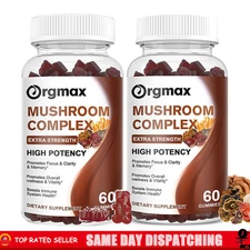 2x Mushroom Gummies with Reishi Lion's Mane Cordyceps 10 Mushrooms Blend