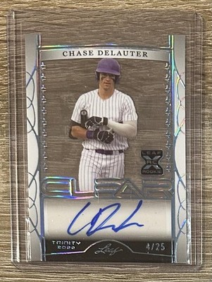 2022 Leaf Trinity #CA-CDL Chase DeLauter Clear Foil Silver Spectrum AUTO #/25