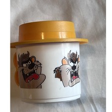 Vintage 1985 Looney Tunes Warner Bros Taz Tasmanian Devil Plastic Mug With Lid
