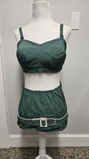 Vintage 1950s High-Waisted Green Bikini, ILGWU label, Swimsuit