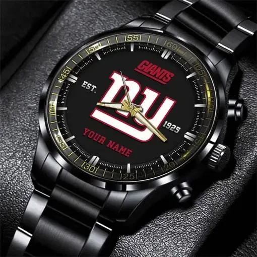 Personalized New York Football Team Giantss Black Steel Watch