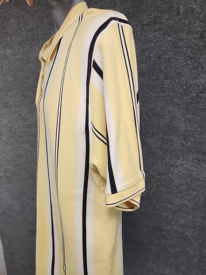 Trader Bay Polo Shirt Men's XL Yellow Stripe Short Sleeve 100% Cotton Preppy - Image 2 of 4