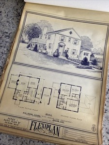 Vintage 1948 Colonial Home Plan Blueprint Triflex Service Washington DC House