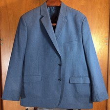 Oak Hill Men's Sport Coat Blazer 3XLT 54L 56L Rayon Blend Blue Microcheck