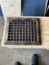 Vintage 8 X 10 Hole Stamped Metal Floor Grate Vent W/ Single Damper Trap Louver