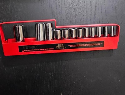 Mac Tools 12pc 3/8'' Drive 6-PT Metric Deep Non-Slip Socket Set XD6MMR plus XT7YR