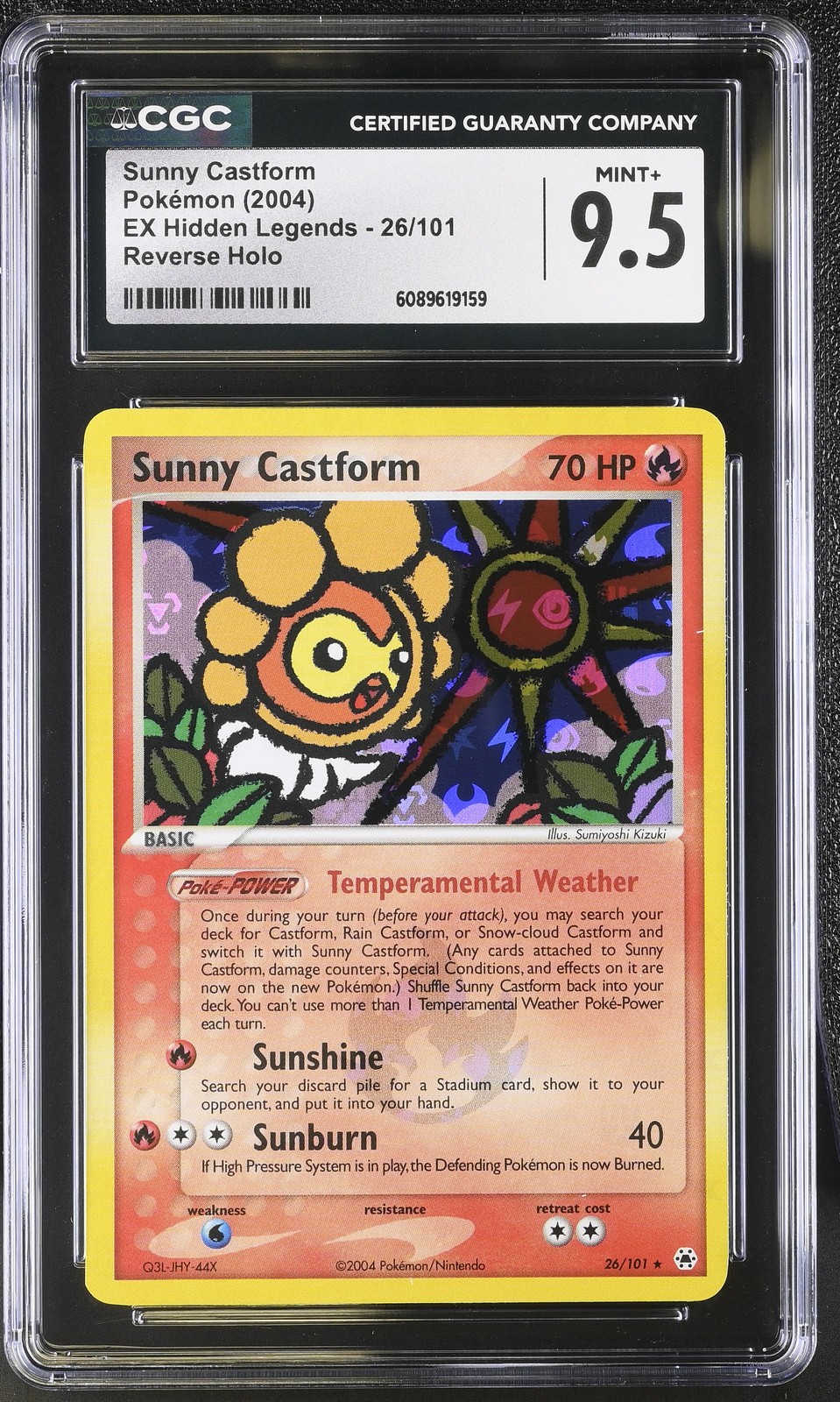 CGC 9.5 MINT+ Sunny Castform EX Hidden Legends 26/101 Reverse Holo Pokemon Card