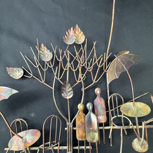 Vintage MCM 1970s ENESCO IMPORTS Tree Bistro Cafe Metal Wall Hanging 3D Folk Art - Picture 5 of 10