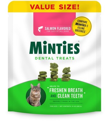 Minties Dental Treats for Cats Salmon Flavored Cat Dental Treats Freshens 10oz