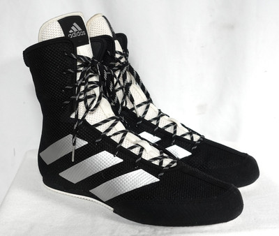 Adidas Men s Box Hog 3 Black & White Silver Stripes Boxing Shoes 9½