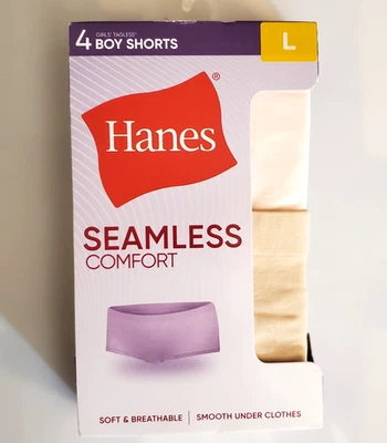 NIB-4 Hanes Seamless Comfort Boy Shorts Size L - Image 1 of 4