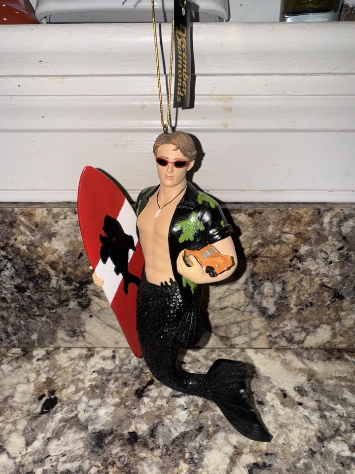 RETIRED December Diamonds 2008 “Woody” Surfer Merman Mermaid Christmas Ornament - Image 2 of 4