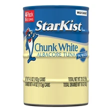 StarKist Chunk White Albacore Tuna in Water Can 4 Pack Wild Caught Dolphin 5 oz