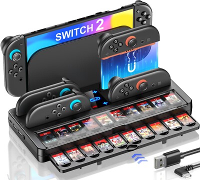 4 in 1 Charging Dock Station for Switch 2 Joy-Con Controller Charger Storage