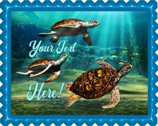 Sea Turtles - Edible Cake Topper OR Cupcake Topper, Decor