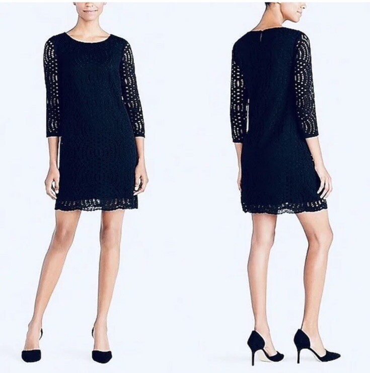 J. Crew NWT 3/4 Sleeve Eyelet Lace Shift Dress Size 0 | eBay