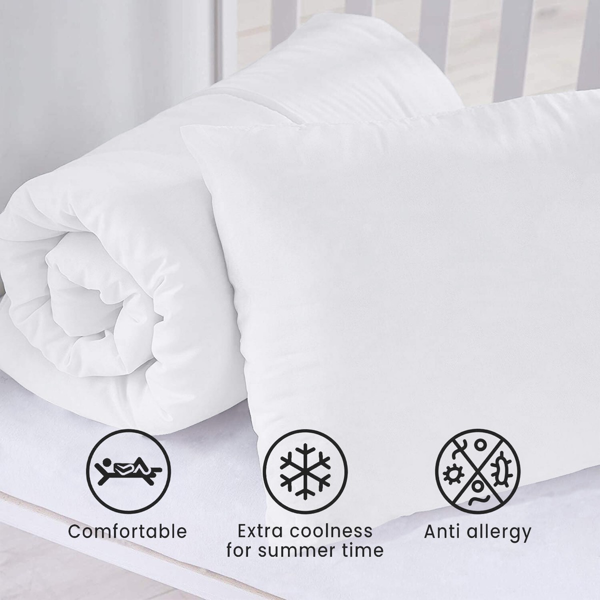 Cot Bed Coverless Duvet Pillow Bedding Set Anti Allergy Baby