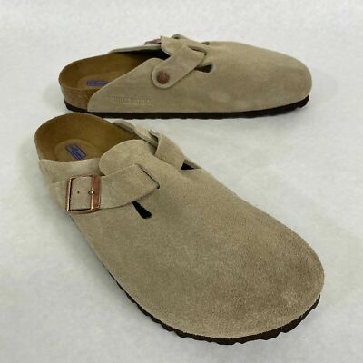 Birkenstock New w/ Box Boston Taupe Suede Soft Footbed