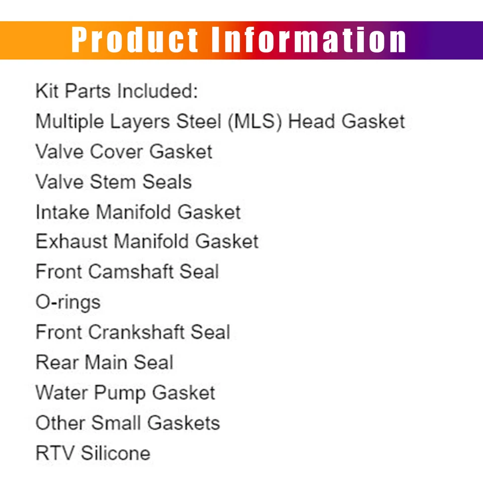 Full Gasket Set HS26541PT For 11-16 Dodge Avenger Ram Chrysler 200 300 Jeep V6 - Image 4 of 4