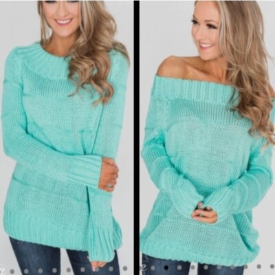 P.S. Kate Women's Mint Heavy Knit Pullover Sweater Size XS/S
