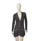 Chloe Shiny Midnight Blue V Neckline Silk Blend Knit Cardigan size XS, NEW