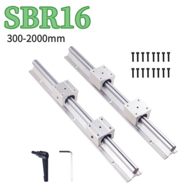2PCS SBR16 Linear Guide Rail Slide Rail 300-2000mm +4PCS SBR16UU Bearing Block