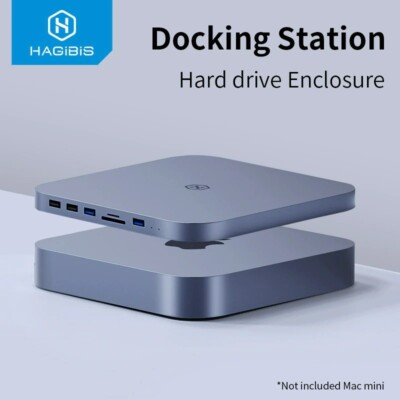 Hagibis USB-C Hub with SATA Hard Drive Enclosure for Mac mini USB 3.0 hub for...