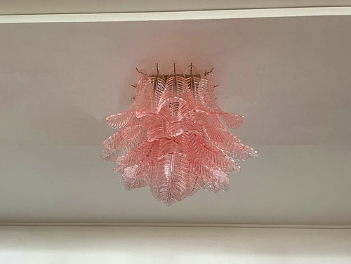 Murano ceiling lamp – 32 pink felci glasses - Picture 5 of 16