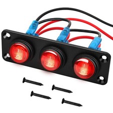Nilight 3 Gang Rocker Switch Panel 12v Waterproof On-off Toggle Switches Red Led