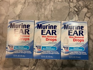 Murine Ear Wax Removal Drops (3 Boxes) Each Is 0.5 oz EXP 3/21