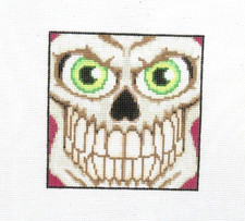 Dream House Ventures Halloween Skeleton Face Handpainted Needlepoint Canvas