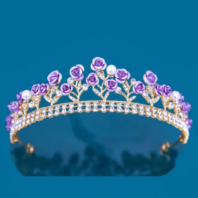 Purple Rose Crown Princess Queen headdress Bridgerton gift  display picture 1