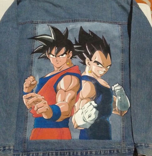 Custom painted DBZ Denim jacket size Lg 