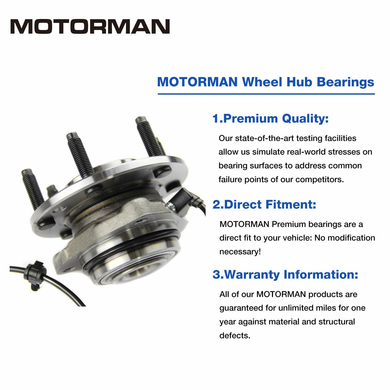 MOTORMAN 2pc 513188 Front Wheel Hub Bearings fit Chevy Trailblazer GMC