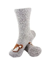 Women's Warm Fuzzy Cozy Striped Grey Fox Animal Cabin Winter Socks, 3 Pairs