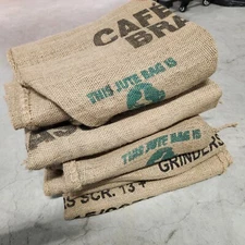 Lot of 5 Cafe's Do Brasil Burlap Coffee Bean Bag Large Sack Jute Upcycle Decor