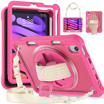 For Apple iPad Mini 6 8.3'' 2024 Rugged Tablet Cover with Stand+Shoulder Strap