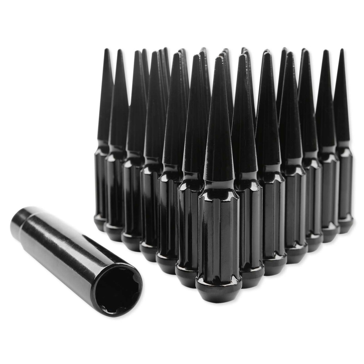 32 PCS M14x1.5 Spike Lug Nuts Wheel 4.4'' Tall w/ Key For 32 PCS M14x1.5 Spike Lug Nuts Wheel 4.4'' Tall w/ Key For