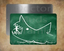 Chalkboard JAWS man in shark Quint  8" X 12" metal sign Made in USA