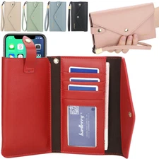 Women Leather Envelope Clutch Wallet Long Card Holder Phone Purse Bag Handbag US